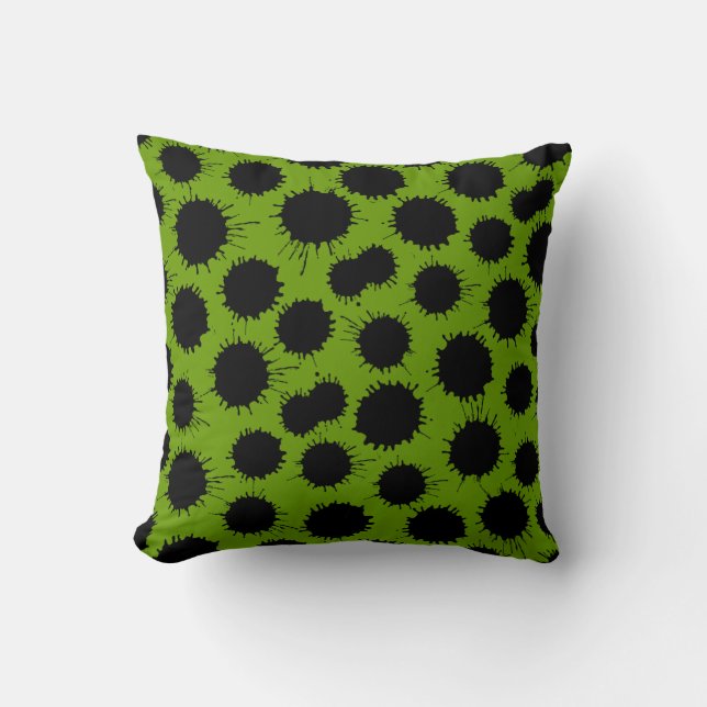 Coussin Motif de lot - Noir sur Avocado Vert (Recto)