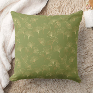 Coussin Motif de luxe en or botanique émeraude feuille de
