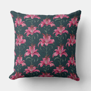 Coussin Motif de lys rose en chinoiserie