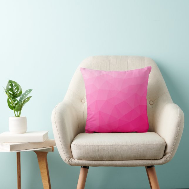 Coussin Motif de maillage géométrique rose chaud (Chaise)