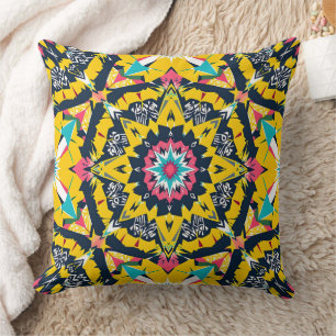 Coussin Motif de marine jaune de mandala géométrique moder