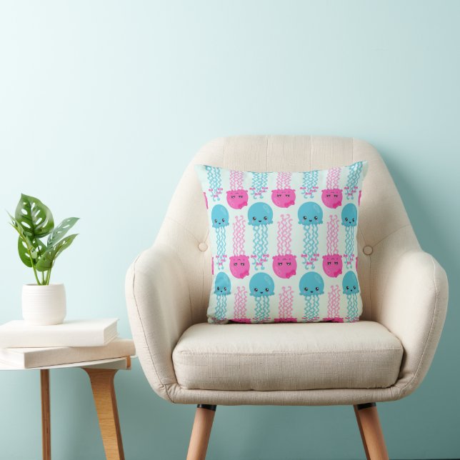 Coussin Motif de méduses, Mignonne méduse, Sea Animaux (Chaise)