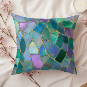 Coussin Motif de mosaïque en verre coloré pastel
