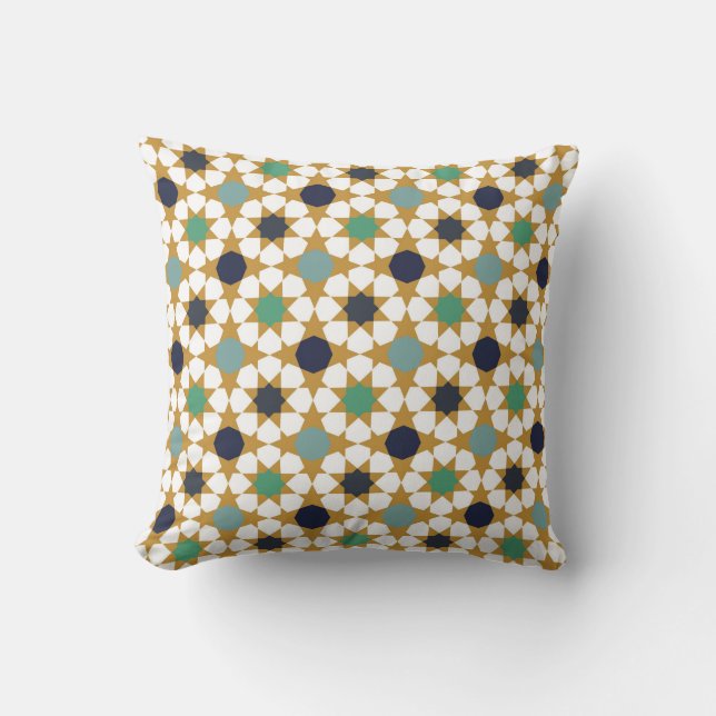 Coussin Motif de Motif Gold Géométrique Bleu (Recto)