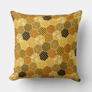 Coussin Motif de nid d'abeille jaune