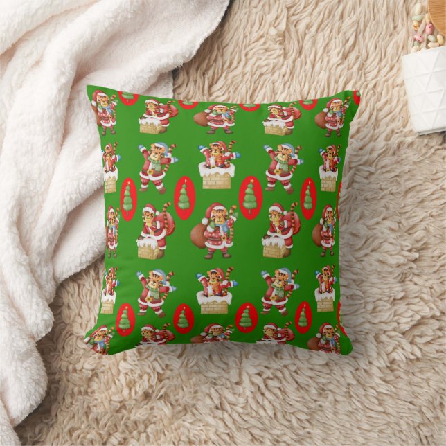 Coussin Motif de Noël à répétition avec tigres (Couverture)