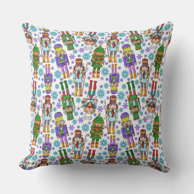 Coussin Motif de Noël avec le casse-noix et les flocons de (Recto)