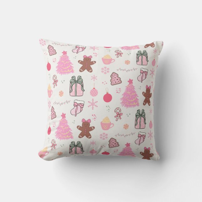 Coussin Motif de Noël rose (Recto)