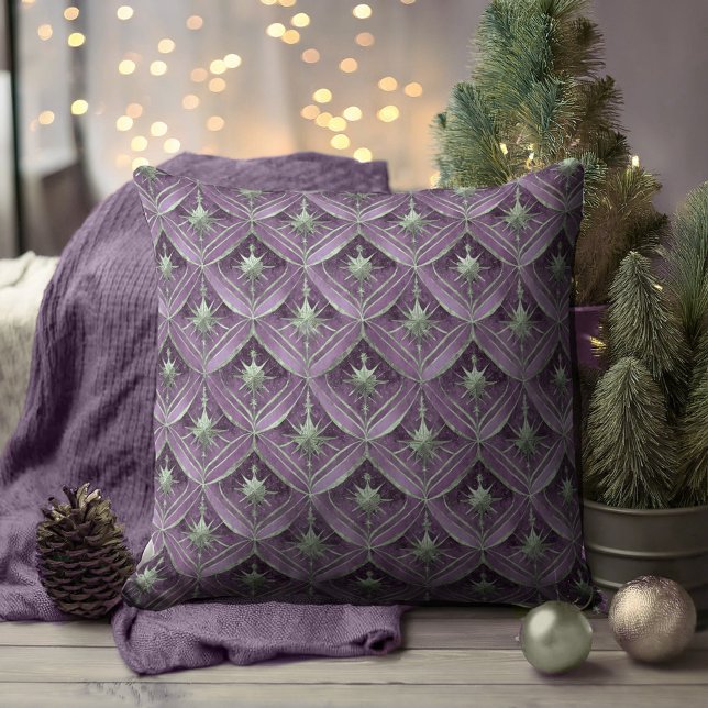 Coussin Motif de Noël vert violet #16 ID1009 (Créateur téléchargé)
