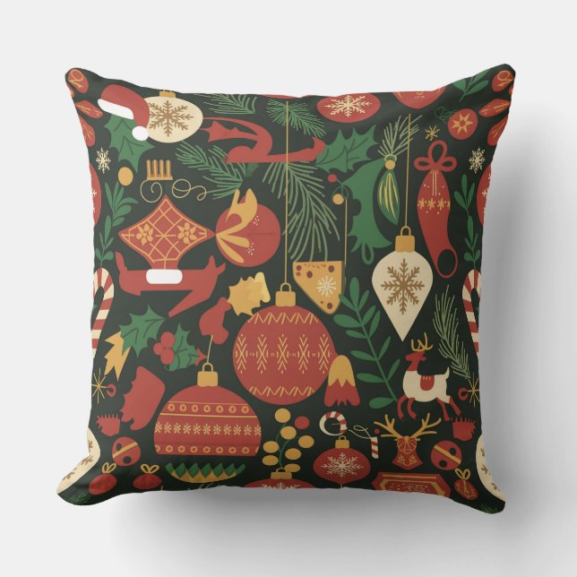 Coussin Motif de Noël Vintage (Recto)