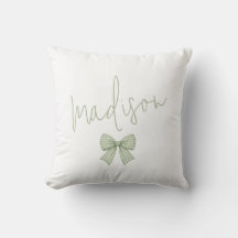 Motif de noeud en vichy sage avec nom personnalisé