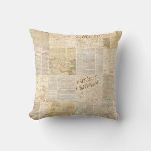 Coussin Motif de papier journal grunge vieux journal retou
