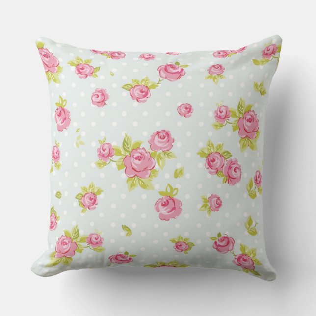 Coussin Motif de papier peint d'élégance des roses roses 4 (Recto)