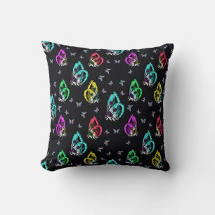 Coussin Motif de papillon noir coloré