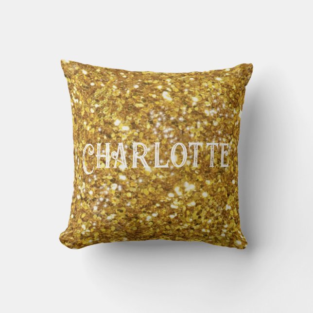Coussin Motif de parties scintillant étincelante or (Recto)