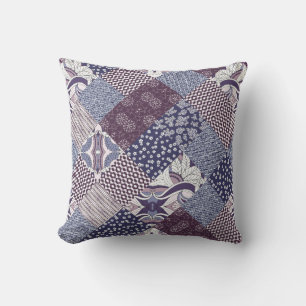 Coussin Motif de patchwork sans soudure dessiné à la main.