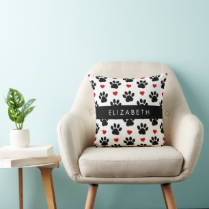 Coussin Motif De Pâtes, Pâtes Noires, Coeurs Rouges, Votre