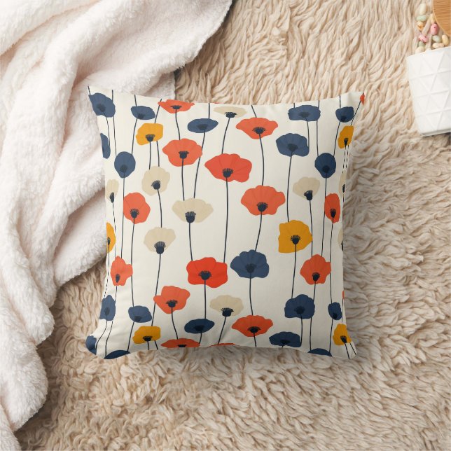 Coussin Motif de pavots colorés à l'aquarelle (Couverture)