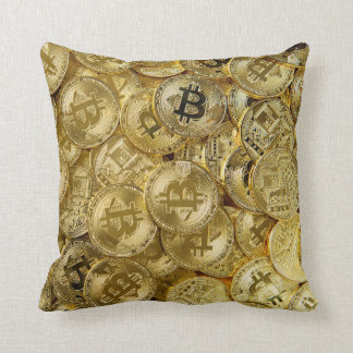 Coussin Motif de pièce Bitcoin BTC Cryptodevise Gold