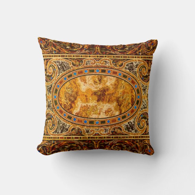 Coussin Motif de pierres gemmes italiennes d'antiquité (Recto)