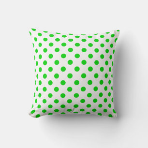 Coussin Motif de points verts sur fond blanc