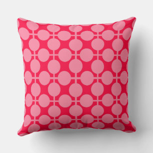 Coussin Motif de pois monochrome rétro rose rouge