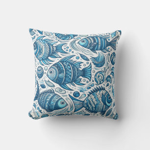 Coussin Motif de poisson bleu
