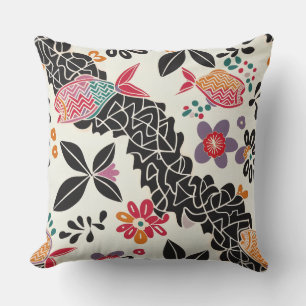 Coussin Motif de poisson moderne en batik