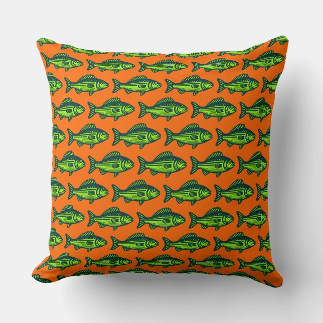 Coussin Motif de poisson - Vert foncé et Chartreus sur Ora (Recto)
