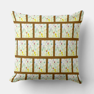 Coussin Motif de prairie de fleurs sauvages botaniques