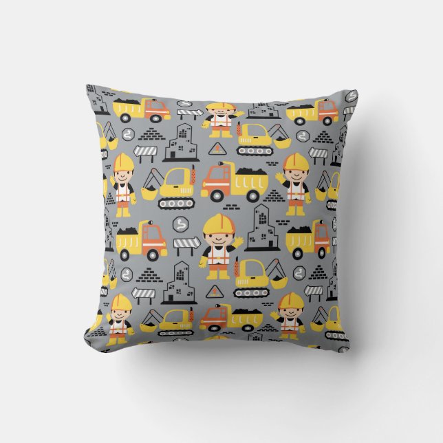 Coussin Motif de remorqueur de camion de chantier (Recto)