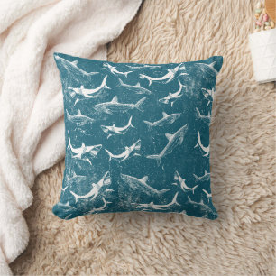 Coussin Motif de requins bleus en détresse