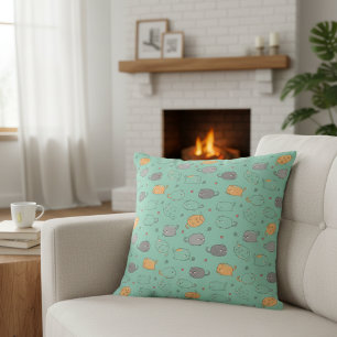 Coussin Motif de rêves de chat endormi mignon et cosy