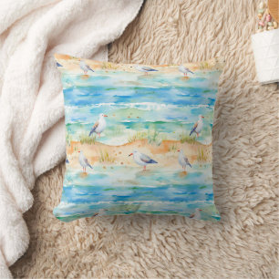 Coussin Motif de rivage de bécasseau côtier (1)