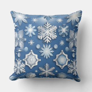 Coussin Motif de snowflacon bleu glace