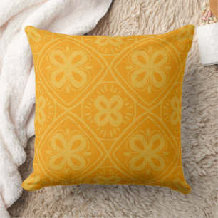 Coussin motif de style rétro orange