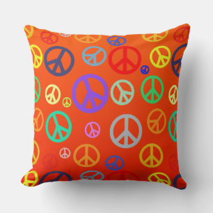 Coussin Motif de symbole de paix aux couleurs vives