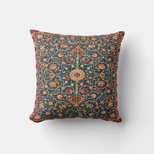 Coussin Motif de tapis magique Oriental en bleu et rouge (Recto)