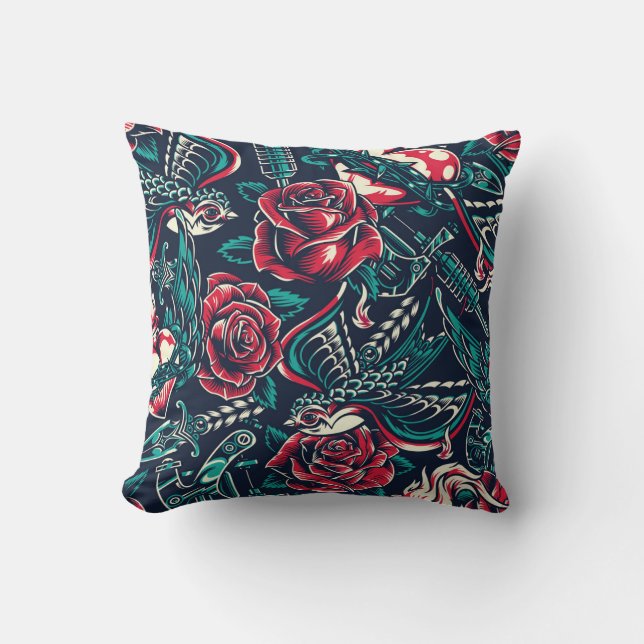 Coussin Motif de tatouage rétro (Recto)