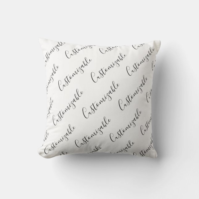 Coussin Motif de texte de script moderne modifiable | Noir (Recto)