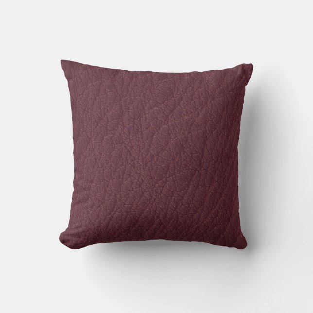 Coussin Motif de texture en cuir rouge de Bourgogne (Recto)