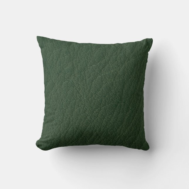 Coussin Motif de texture en cuir vert olive (Recto)