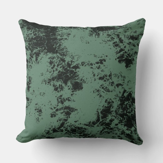 Coussin Motif de texture marbre en noir et vert (Recto)