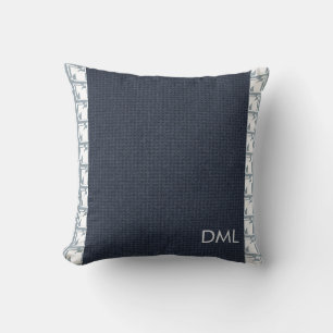 Coussin Motif de textures géométriques aux tons bleus chau