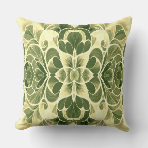 Coussin Motif de tissu vert et jaune moderne partout