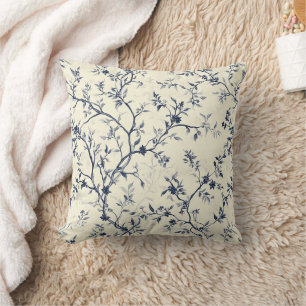 Coussin Motif de toile florale vintage bleu (1)