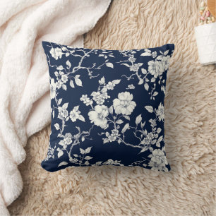 Coussin Motif de toile florale vintage bleu (12)