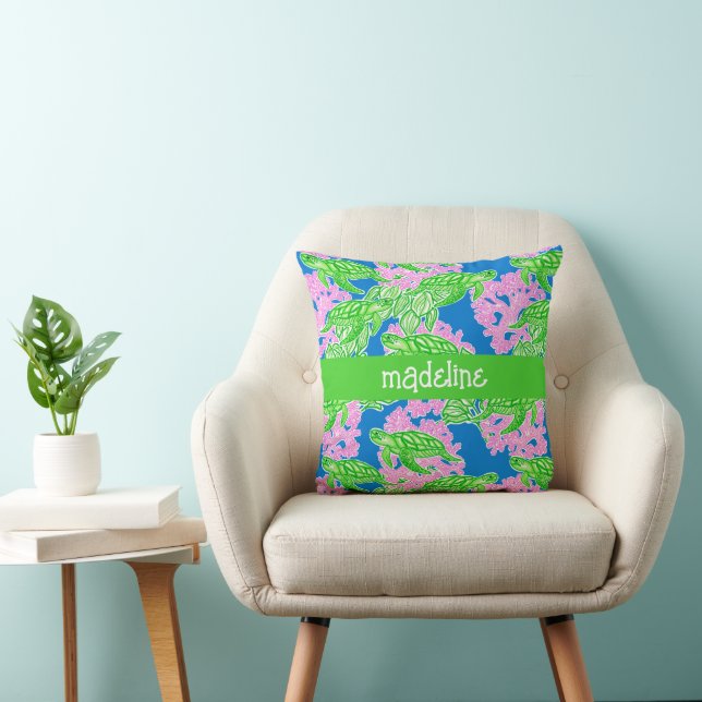 Coussin Motif de tortues tropicales personnalisées (Chaise)