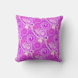 Coussin Motif de tourbillon fractal, nuances d'orchidée