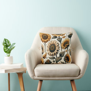 Coussin Motif de tournesol vibrant